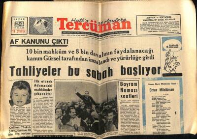 Tercüman Gazetesi 24 Şubat 1963 - Af Kanunu Çıktı Tahliyeler Başlıyor GZ53880 - 1