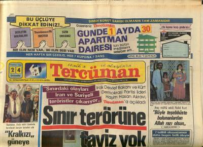 Tercüman Gazetesi 24 Temmuz 1985 - Zeynep Özal Gizli Nikâh İle Evlendi - Sınır Terörüne Taviz Yok GZ118041 - 1