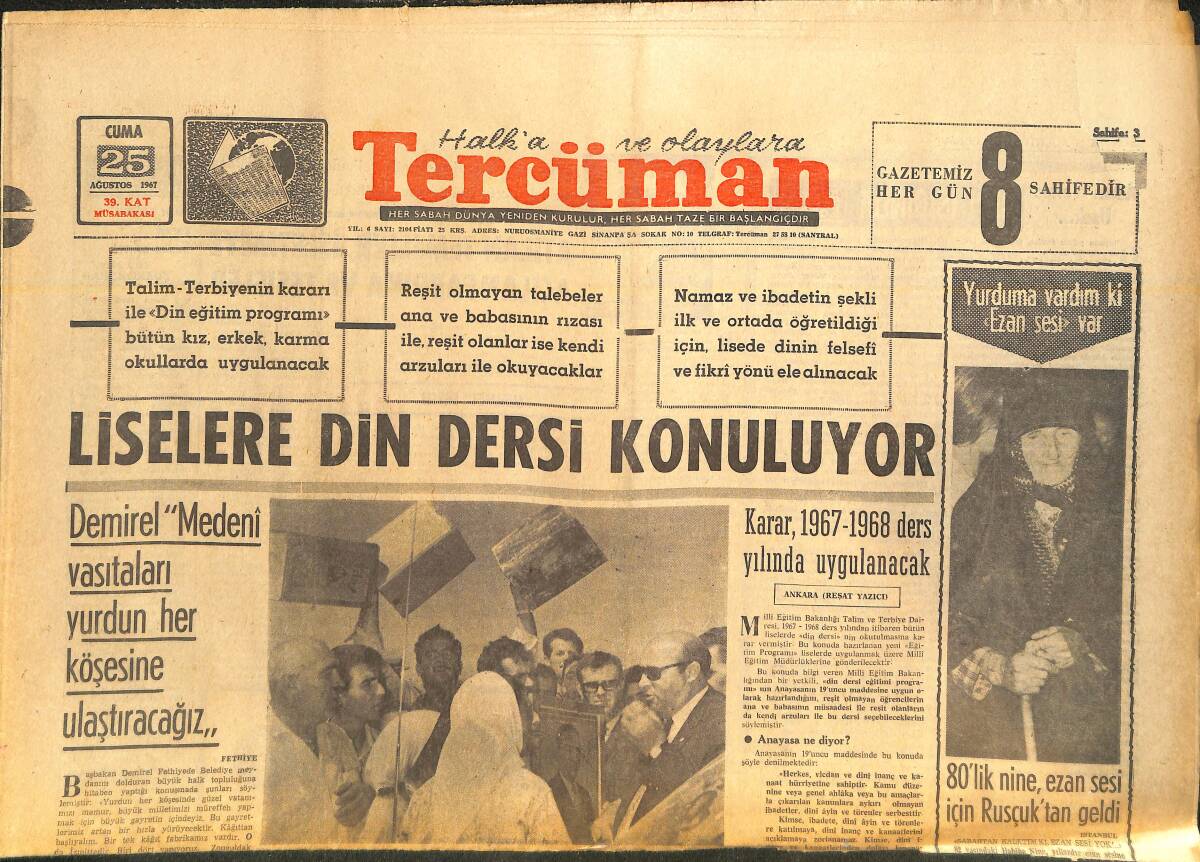 Tercüman Gazetesi 25 Ağustos 1967 - Karasu Ormanları 2 Gündür Yanıyor - Zonguldak'ta Akaryakıt Sıkıntısı Var GZ141738 - 1