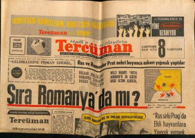 Tercüman Gazetesi 25 Ağustos 1968 - Rus Ve Rumenler Prut Nehri Boyunca Askeri Yığınak Yaptılar GZ68647 - 2