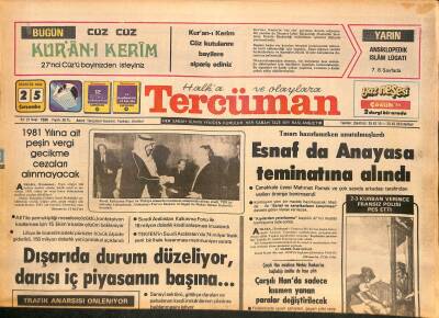 Tercüman Gazetesi 25 Ağustos 1982 - Fenerbahçeli Arif Gözaltında - Esnaf da Anayasa Teminatına Alındı GZ127982 - 1