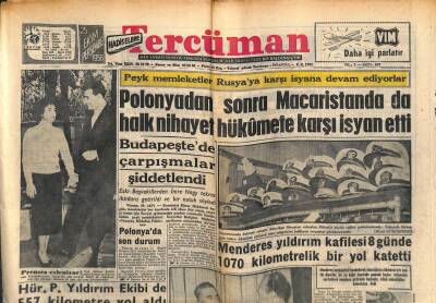 Tercüman Gazetesi 25 Ekim 1956 - Menderes Yıldırım Kafilesi 8 Günde 1070 Kilometrelik Bir Yol Katetti GZ118932 - 1