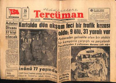Tercüman Gazetesi 25 Eylül 1960 - İnönü 77 Yaşında GZ55285 - 1