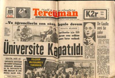 Tercüman Gazetesi 25 Haziran 1968 - De Gaulle Bir Zafer Kazandı GZ67321 - 1