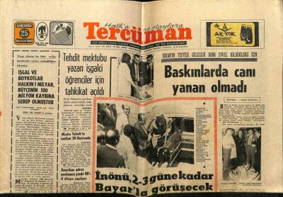 Tercüman Gazetesi 25 Haziran 1969 - İsmet İnönü Celal Bayar İle Görüşecek GZ54754 - 1