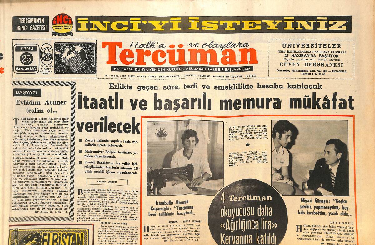 Tercüman Gazetesi 25 Haziran 1971 - ODTÜ Öğretim Üyesi Kapancıoğlu 2.5 Yıl Hapse Mahkum Oldu GZ141534 - 1