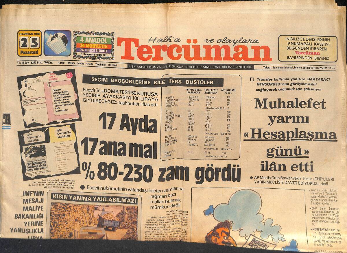 Tercüman Gazetesi 25 Haziran 1979 - Ankara'da Sağ Görüşlü Bir Genç Öldürüldü - Türkan Şoray, Hülya Koçyiğit Ve Ayhan Işık Vakıf Kurmak İstiyor GZ132679 - 1