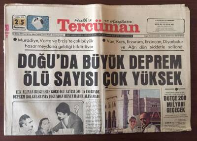 Tercüman Gazetesi 25 Kasım 1976 - Doğuda Büyük Deprem Ölü Sayısı Çok Yüksek GZ10515 - 1