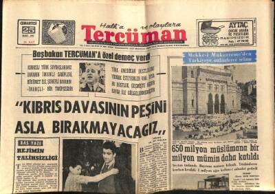 Tercüman Gazetesi 25 Mart 1967 - Demirel Kıbrıs Davasının Peşini Asla Bırakmayacağız Dedi GZ54203 - 1