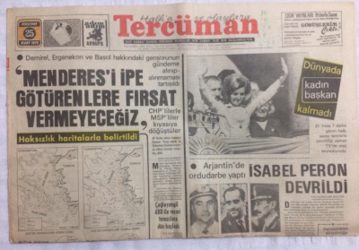 Tercüman Gazetesi 25 Mart 1976 - Menderesi İpe Götürenlere Fırsat Vermeyeceğiz - GZ21180 - 1