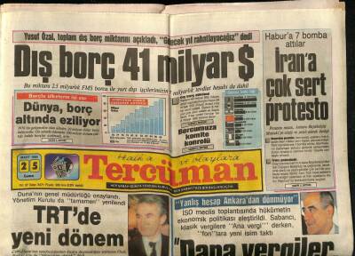 Tercüman Gazetesi 25 Mart 1988 - Feyzioğlu Vefat Etti GZ67167 - 2