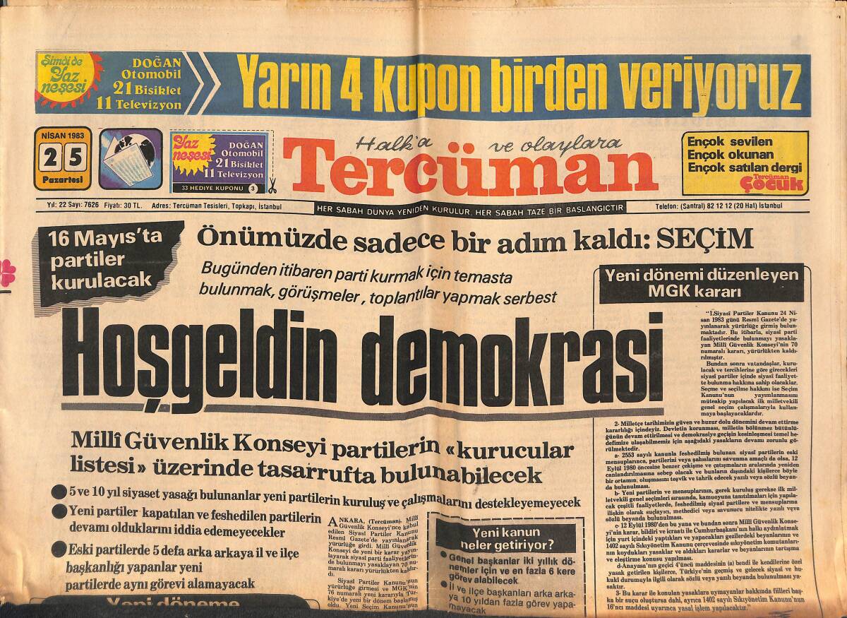 Tercüman Gazetesi 25 Nisan 1983 - Suudi Arabistan İle İşbirliği Geliştiriliyor - Ermeni Terör Örgütleri Birbirlerine Düştü GZ134457 - 1