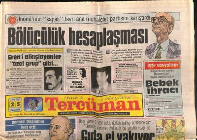 Tercüman Gazetesi 25 Ocak 1988 - Sicilyada Bir Türk Gemisi Battı - Demirel Teşkilatını İkaz Etti GZ118902 - 1