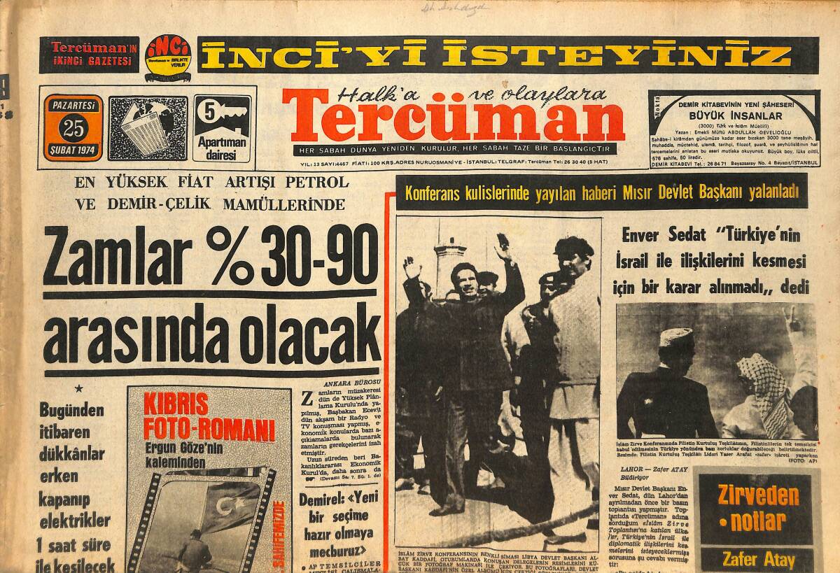 Tercüman Gazetesi 25 Şubat 1974 - Bir Fransız Hanım Doktor Türkiye'de İhtisas Yapıyor! - Demirel: Yeni Bir Seçime Hazır Olmaya Mecburuz! GZ146265 - 1