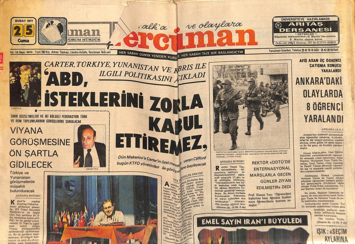 Tercüman Gazetesi 25 Şubat 1977 - Emel Sayın İran'ı Büyüledi - HONDA Bugüne Kadar Sırtında 10 Dünya Şampiyonu Taşıdı... GZ160300 - 1