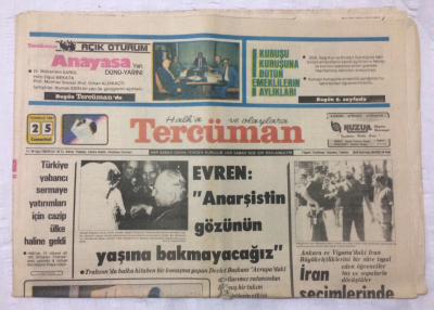 Tercüman Gazetesi 25 Temmuz 1981 - EvrenAnarşistin Gözünün Yaşına Bakmayacağız - GZ15595 - 1