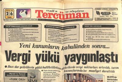Tercüman Gazetesi 26 Aralık 1980 - Yeni Kanunların Kabulünden Sonra...Vergi Yükü Yaygınlaştı GZ118026 - 1