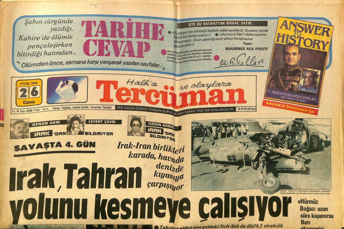 Tercüman Gazetesi 26 Eylül 1980 - Irak, Tahran Yolunu Kesmeye Çalışıyor - Orgeneral Rogers, NATO Tatbikatı İçin Türkiye'ye Geldi GZ150192 - 1