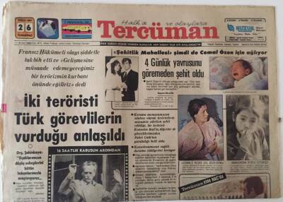 Tercüman Gazetesi 26 Eylül 1981 - İki Teröristi Türk Görevlilerin Vurduğu Anlaşıldı GZ25136 - 1