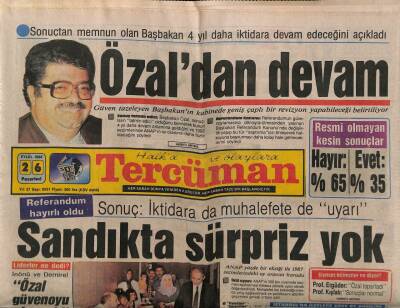 Tercüman Gazetesi 26 Eylül 1988 - Güven Tazeleyen Özal İle Devam GZ61429 - 2