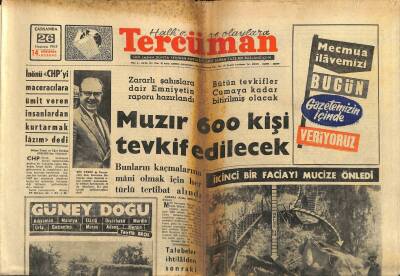 Tercüman Gazetesi 26 Haziran 1963 - Kahramanmaraş Karanlık İçinde - Muzır 600 Kişi Tevkif Edilecek GZ123450 - 1