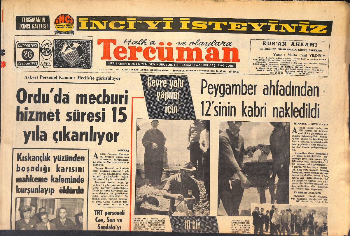 Tercüman Gazetesi 26 Haziran 1971 - Bir Alman, Cüneyt Arkın'ın Akrabası İle Evlenebilmek İçin Müslümanlığı Kabul Edip Sünnet Oldu! GZ146107 - 1