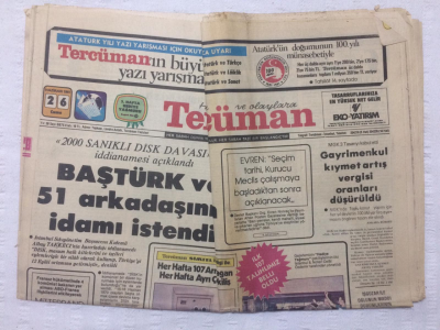 Tercüman Gazetesi 26 Haziran 1981 - Baştürk Ve 51 Arkadaşının İdamı İstendi - GZ17404 - 1