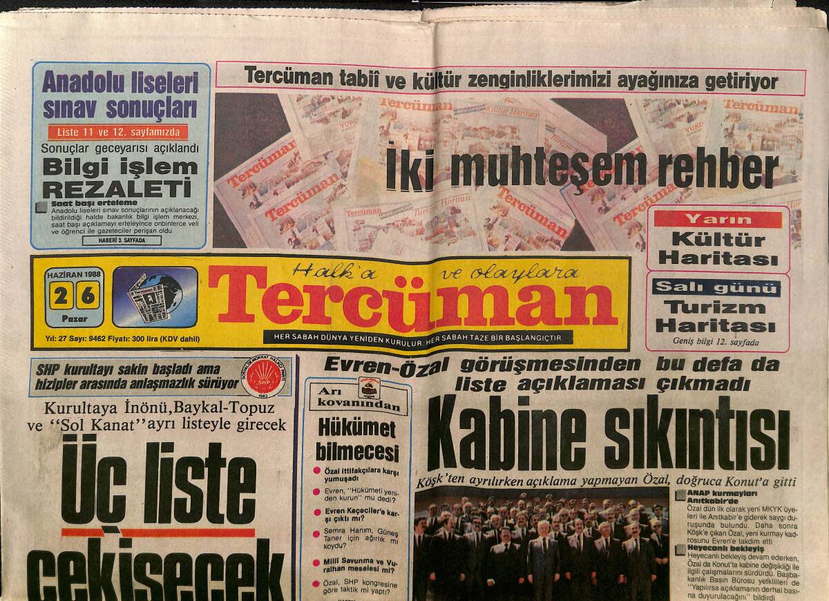Tercüman Gazetesi 26 Haziran 1988 - Hollanda Finalde Rusya'yı Gullit Van Basten'le Vurdular - İnönü'den Karmakarışık GZ150203 - 1