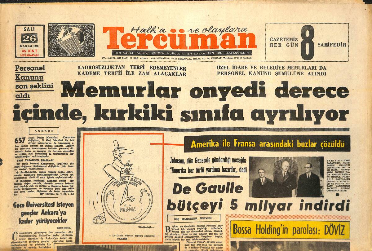 Tercüman Gazetesi 26 Kasım 1968 - Bossa Holding'in Parolası : Döviz - Adana'dan Libya'ya 200 Bin Mt. Basma Gönderdik GZ141731 - 1