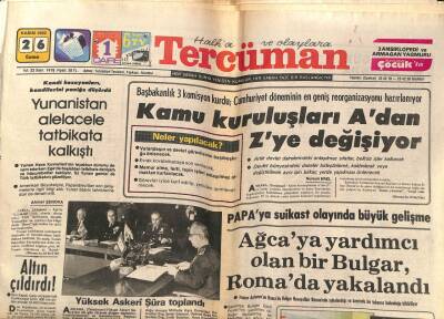 Tercüman Gazetesi 26 Kasım 1982 - Ağcaya Yardımcı Olan Bir Bulgar Romada Yakalandı GZ53839 - 1