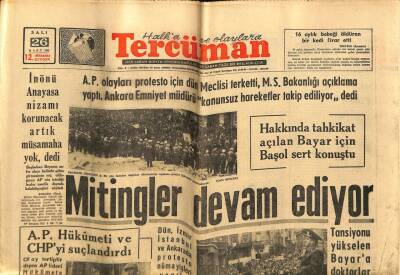 Tercüman Gazetesi 26 Mart 1963 - İnönü Anayasa Nizamı Korunacak Artık Müsamaha Yok , dedi GZ70622 - 1