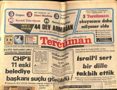 Tercüman Gazetesi 26 Mart 1982 - CHPli 11 Eski Belediye Başkanı Suçlu Görüldü GZ54261 - 1