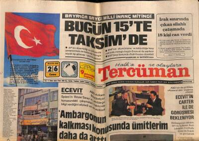 Tercüman Gazetesi 26 Mayıs 1978 - Bülent EcevitAmbargonun Kalkması Konusunda Ümitlerim Arttı GZ54548 - 1