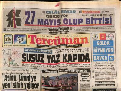 Tercüman Gazetesi 26 Mayıs 1986 - Özal SHP Meclisi Çalıştırmıyor GZ70668 - 2