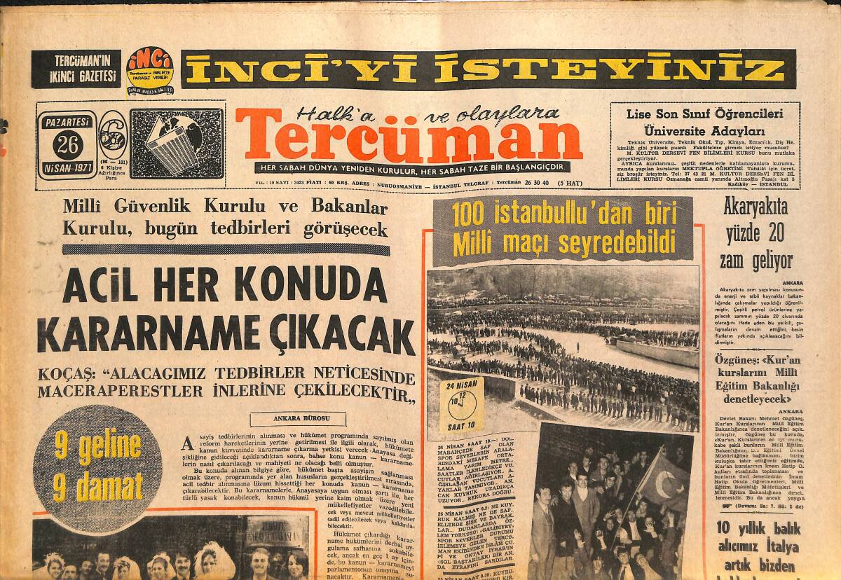 Tercüman Gazetesi 26 Nisan 1971 - Almanlar Boğaziçi'nde Piknik Yaptı - Türkiye 0-3 Almanya GZ141765 - 1