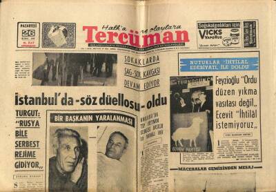 Tercüman Gazetesi 26 Şubat 1968 - Sokaklarda Sağ Sol Kavgası Devam Ediyor GZ53949 - 1