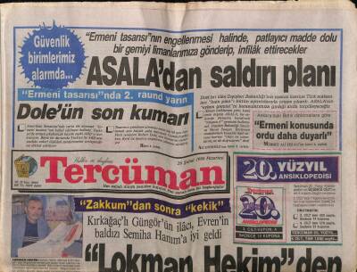 Tercüman Gazetesi 26 Şubat 1990 - Asaladan Saldırı Planı GZ61567 - 1