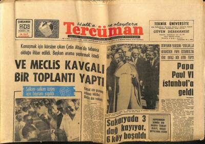 Tercüman Gazetesi 26 Temmuz 1967 - Papa VI Paul İstanbula Geldi GZ54790 - 1