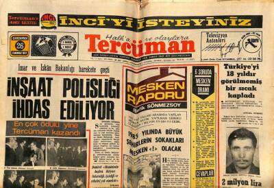 Tercüman Gazetesi 26 Temmuz 1972 - 1985 Yılında Büyük Şehirlerin Sokakları Mesken Olacak GZ70775 - 2