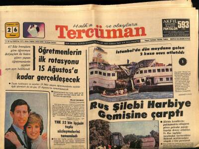 Tercüman Gazetesi 26 Temmuz 1981 - Rus Şilebi Harbiye Gemisine Çarptı GZ65938 - 1