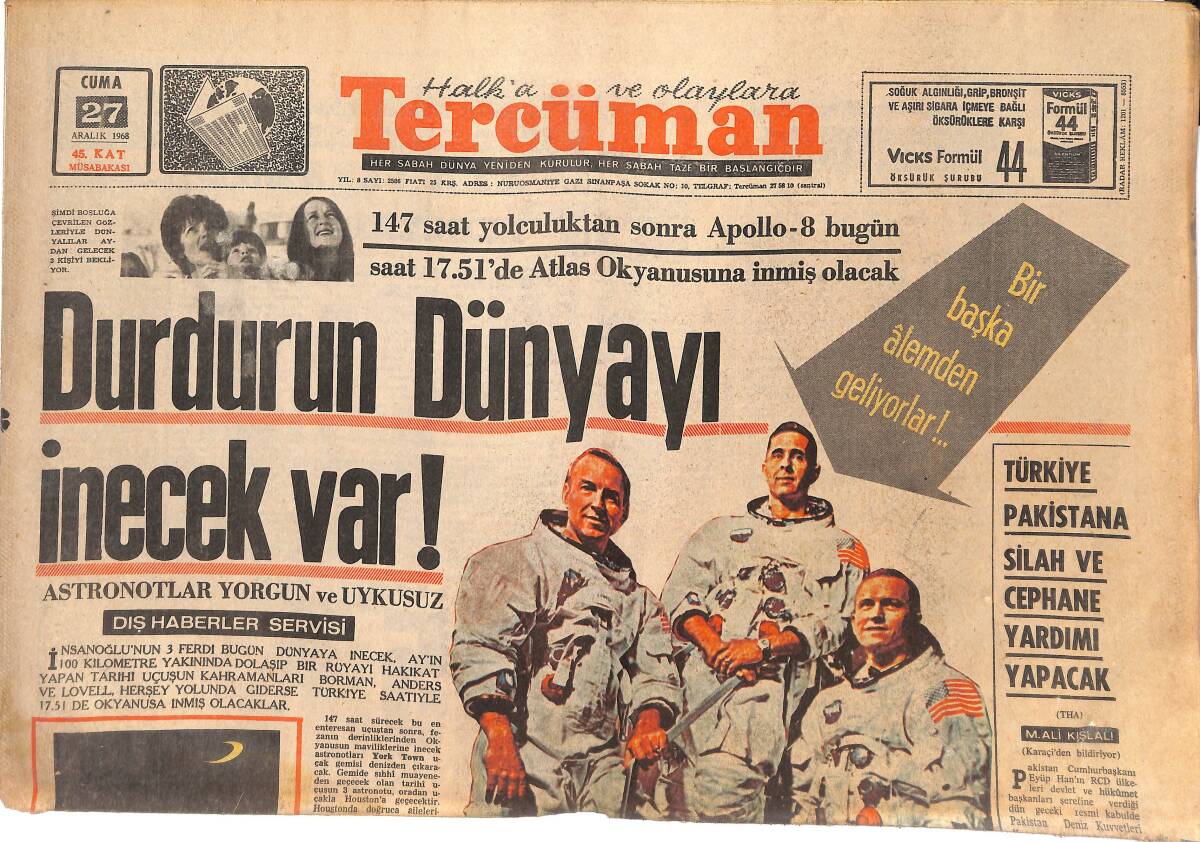 Tercüman Gazetesi 27 Aralık 1968 - Mecburi Askerlik Süresi İndiriliyor - Türkiye Pakistan'a Silah Ve Cephane Yardımı Yapacak GZ144764 - 1