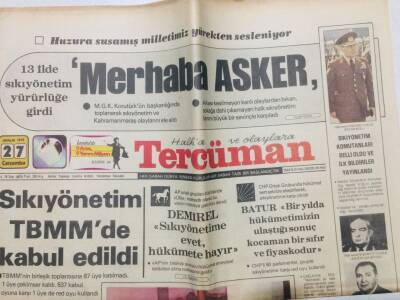 Tercüman Gazetesi 27 Aralık 1978 - Sıkı Yönetim TBMMde Kabul Edildi,13 İlde Sıkıyönetim Yürürlüğe Girdi GZ53626 - 1