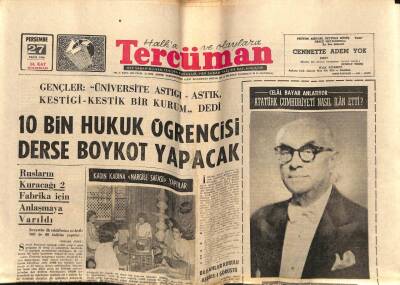 Tercüman Gazetesi 27 Ekim 1966 - On Bin Hukuk Öğrencisi Derse Boykot Yapacak GZ54355 - 1