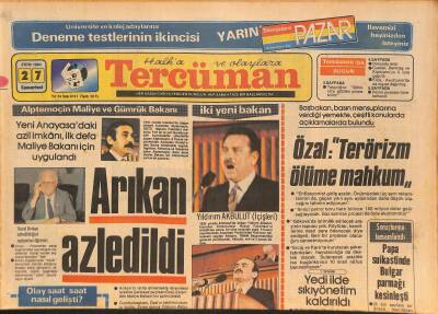 Tercüman Gazetesi 27 Ekim 1984 - Arıkan Azledildi - 35 Dev-Sol Militanı Yakalandı GZ126537 - 1