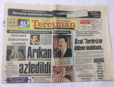 Tercüman Gazetesi 27 Ekim 1984 - Arıkan Azledildi,7 İlde Sıkıyönetim Kaldırıldı - GZ17212 - 1
