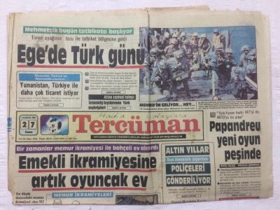 Tercüman Gazetesi 27 Haziran 1986 - Egede Türk Günü - GZ17370 - 2