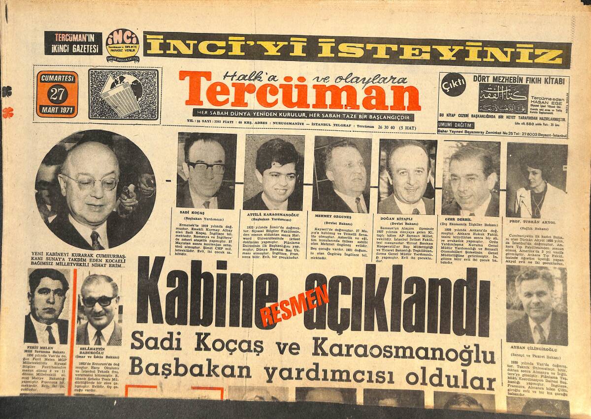 Tercüman Gazetesi 27 Mart 1971 - Ordu, Doğu Pakistan'ı İşgal Etti - Kor Koçalak Teslim Oldu GZ144598 - 1