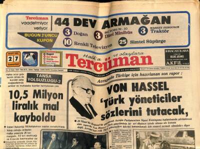 Tercüman Gazetesi 27 Mart 1982 - Türk Uçaklarının Yunan Hava Sahasını İhlal Etmediği Atinaya Bildirildi GZ54262 - 1