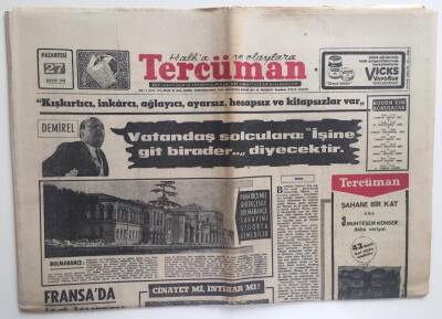 Tercüman Gazetesi 27 Mayıs 1968 -Demirel Vatandaş Solculara İşine Git Birader Diyecektir GZ6345 - 2