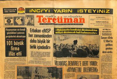 Tercüman Gazetesi - 27 Mayıs 1974 - Necmettin ErbakanMSP Büyük Birlik İçindedir GZ110297 - 1